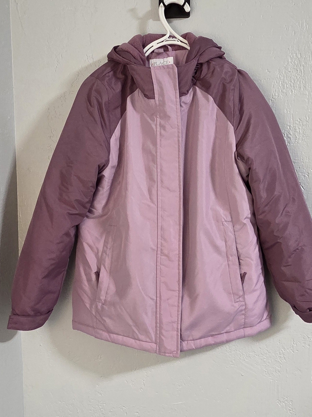 The Children's Place Girls Hooded Windbreaker Rain Jacket Shell Purple L 10/12